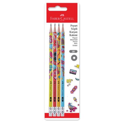 Faber Castell Blister Popart Silgili Kurşun Kalem 2B 4'lü