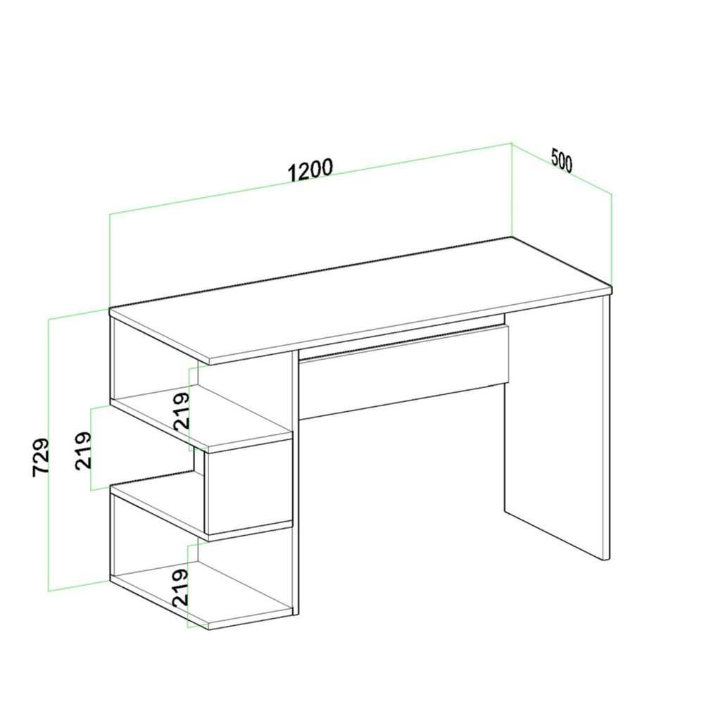 Evdemo Leo Kitaplıklı Çalışma Masası Atlantik Çam
