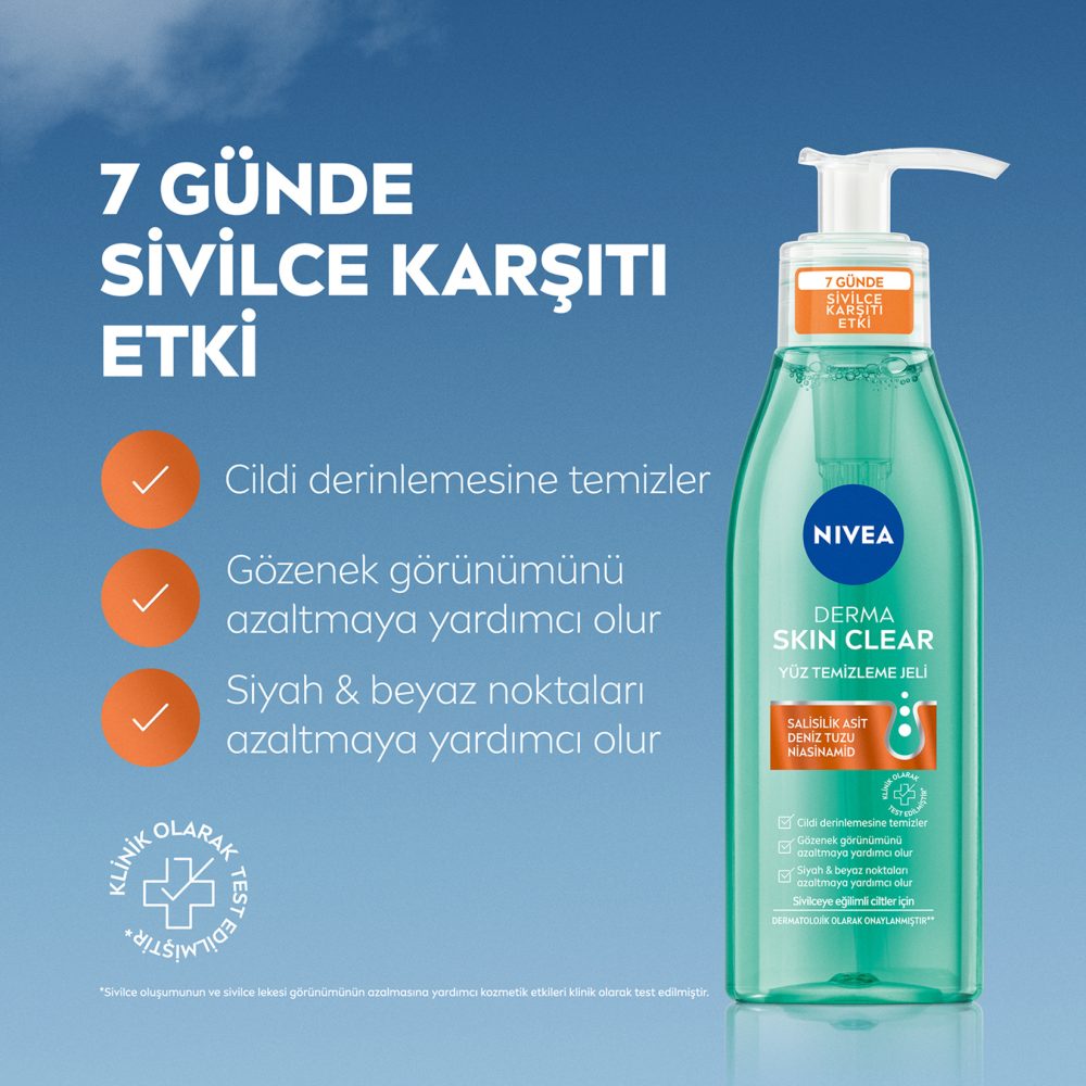 NIVEA Derma Skin Clear Sivilce Karşıtı Yüz Temizleme Jeli 150 Ml