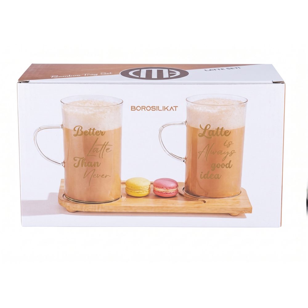 Cambu Ayaklı Bambu Tepsili Latte Seti
