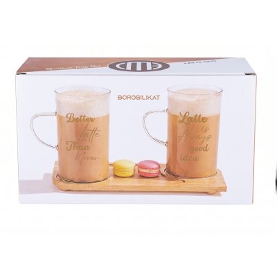 Cambu Ayaklı Bambu Tepsili Latte Seti