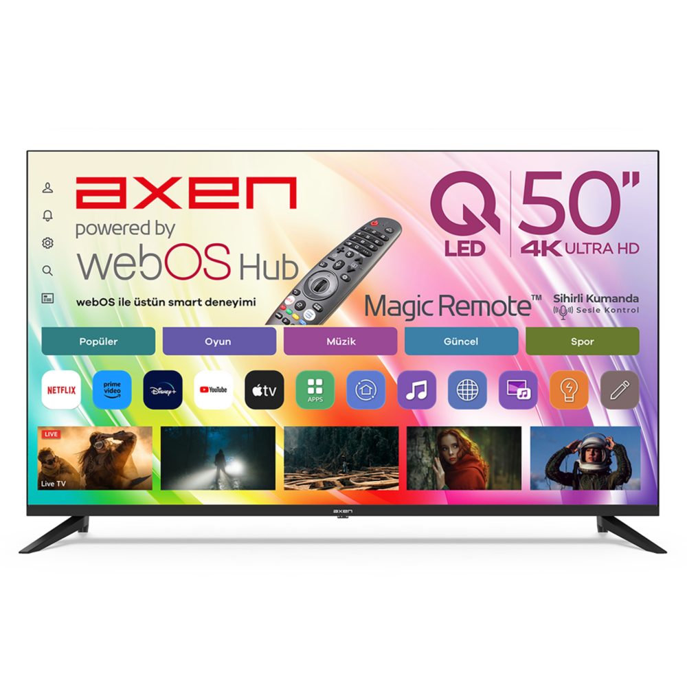 Axen AX50QUPRL-W02M 50'' FRLS UHD QLED Webos Led Tv
