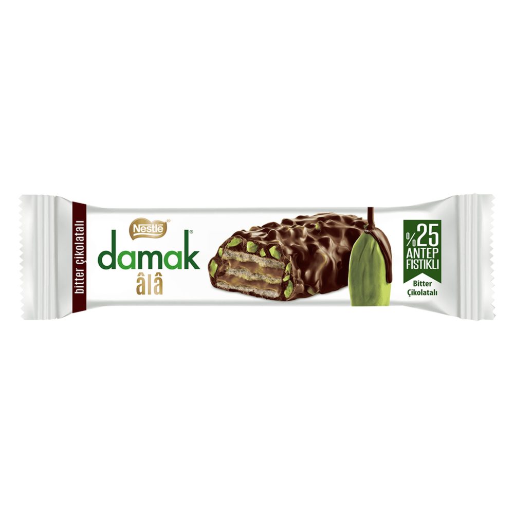 Nestle Damak Ala Bitter Çikolata Kaplı Antep Fıstıklı Gofret 30 G
