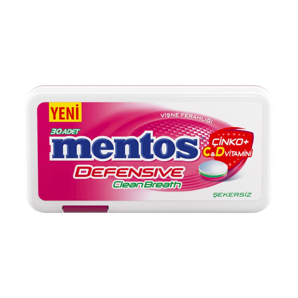 Mentos Clean Breath Defensive Vişne Aromalı Şeker 21 G