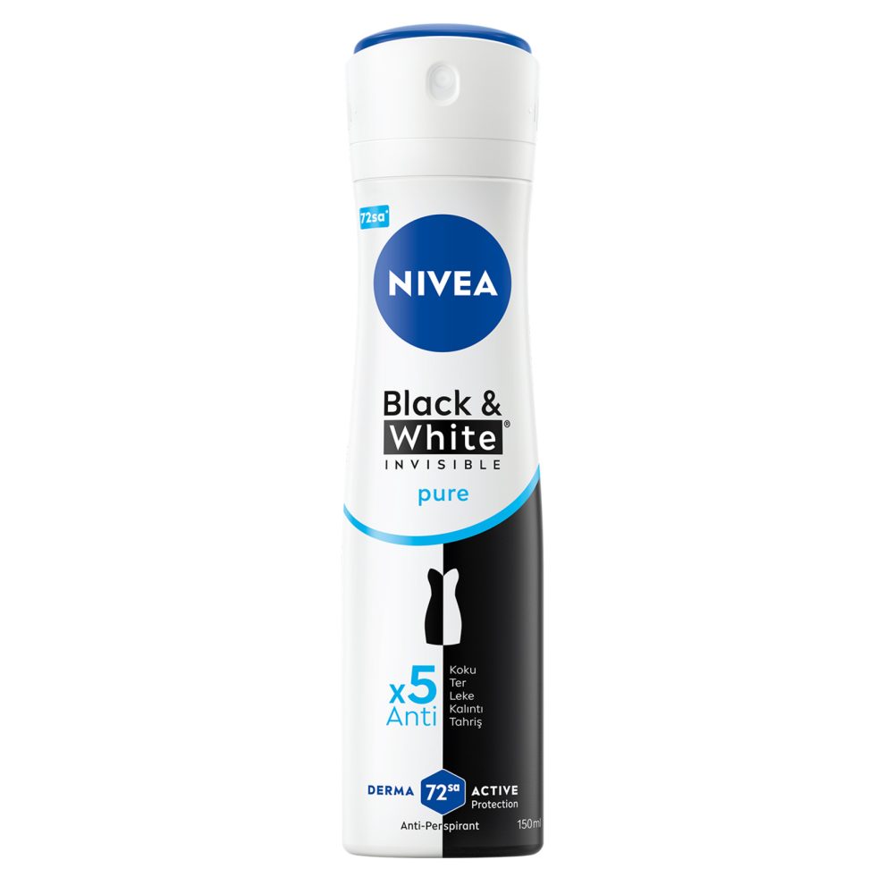 NIVEA Kadın Sprey Deodorant Black&White Invisible Pure 150 Ml