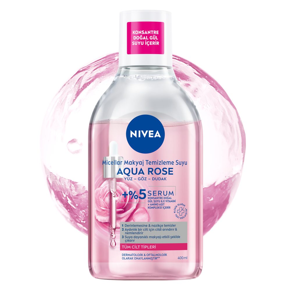NIVEA Aqua Rose Çift Fazlı Micellar Makyaj Temizleme Suyu 400 Ml