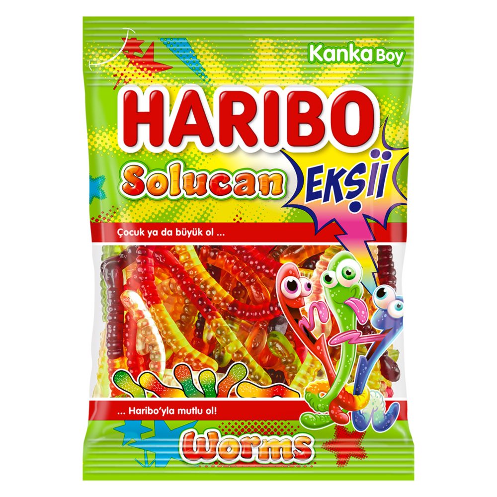 Haribo Ekşili Solucan Karışık Yumuşak Şekerleme 70 G