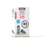 i'think Gold Çift Usb Araç Şarjı + Lightning Kablo A50A
