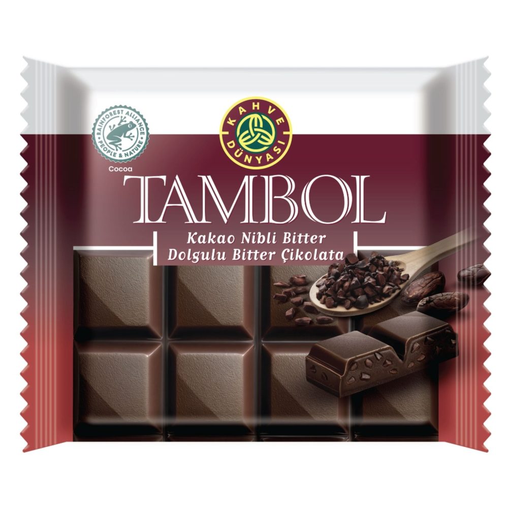 Kahve Dünyası Tambol Kakao Nibli Bitter Dolgulu Çikolata 100 G