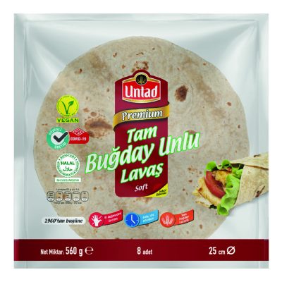 Untad Premium Tam Buğday Unlu Lavaş 8'li 560 G