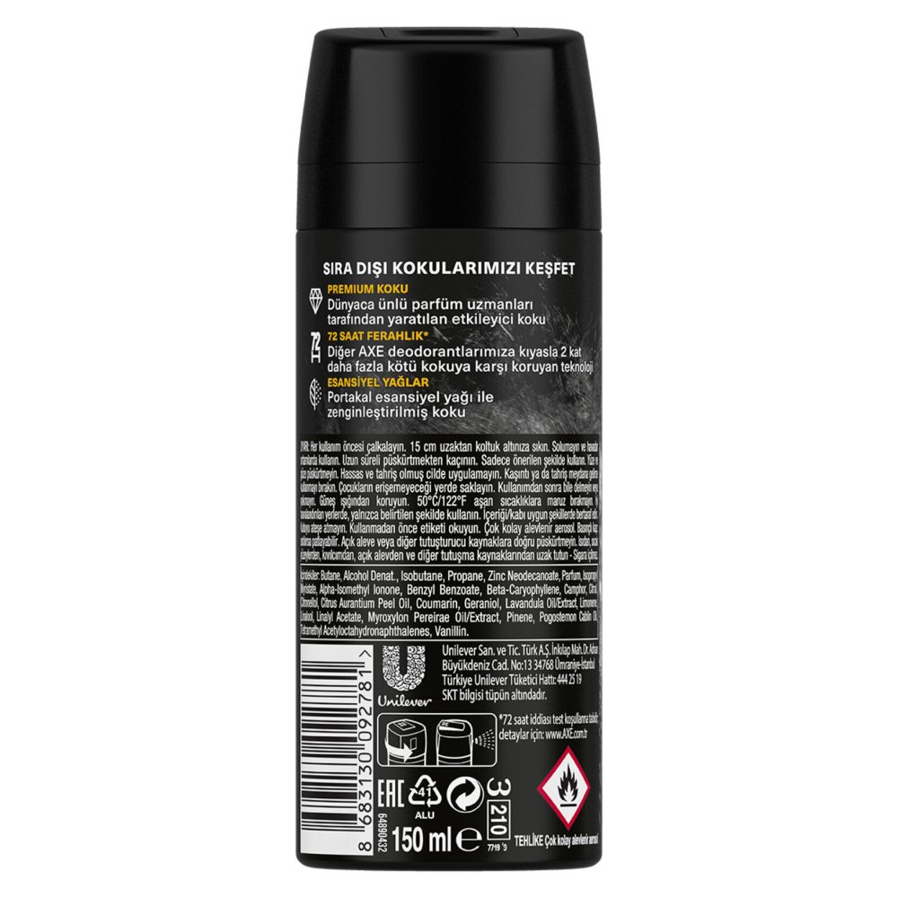 Axe Black Vanilla Erkek Sprey Deodorant 150 Ml