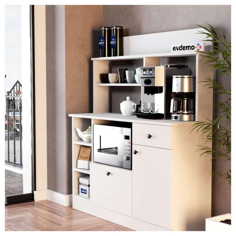 Evdemo Latte Çok Amaçlı Dolap Kahve Köşesi Beyaz
