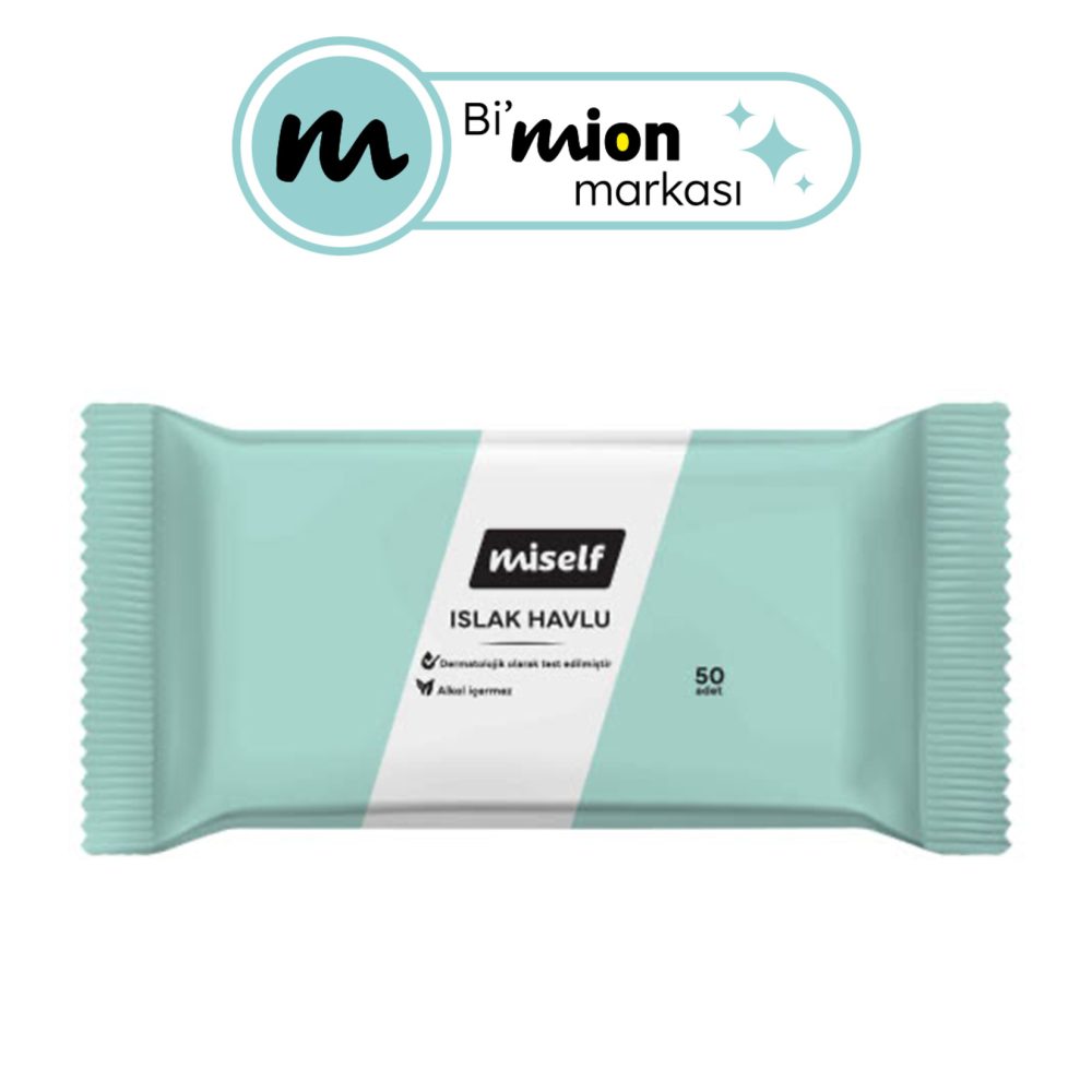 Miself Islak Havlu 50'li Turkuaz - Pembe - Krem