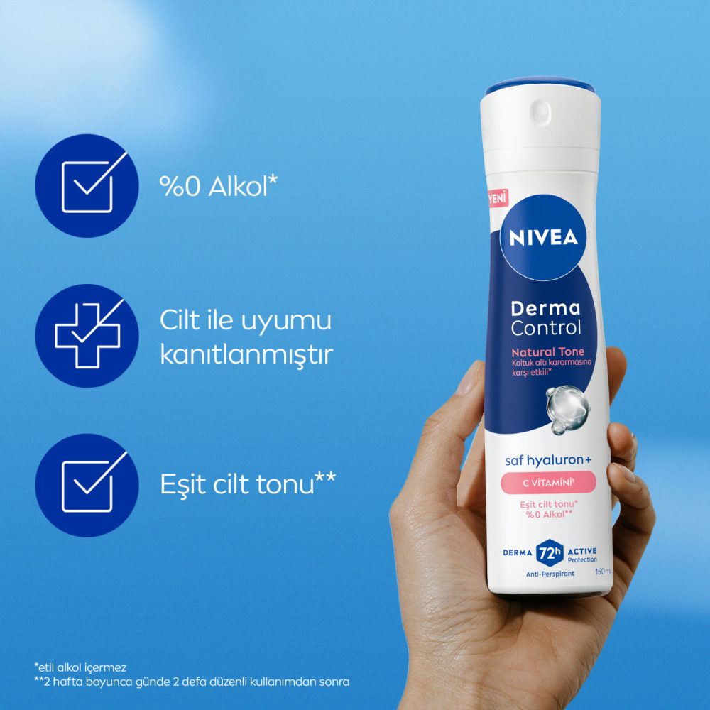 NIVEA Kadın Sprey Deodorant Derma Control Natural Tone 150 Ml