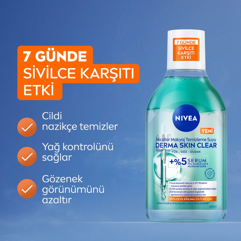 NIVEA Derma Skin Clear Micellar Makyaj Temizleme Suyu 400 Ml