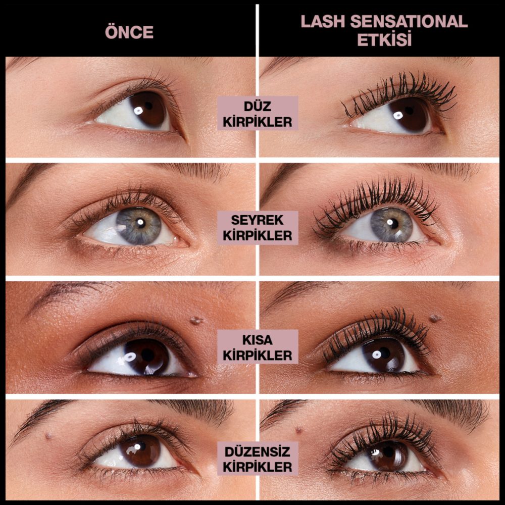 Maybelline New York Lash Sensational Yelpaze Etkili Intense Black Maskara - Ekstra Siyah
