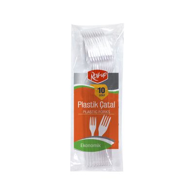 Roll-Up Plastik Şeffaf Çatal 10'lu