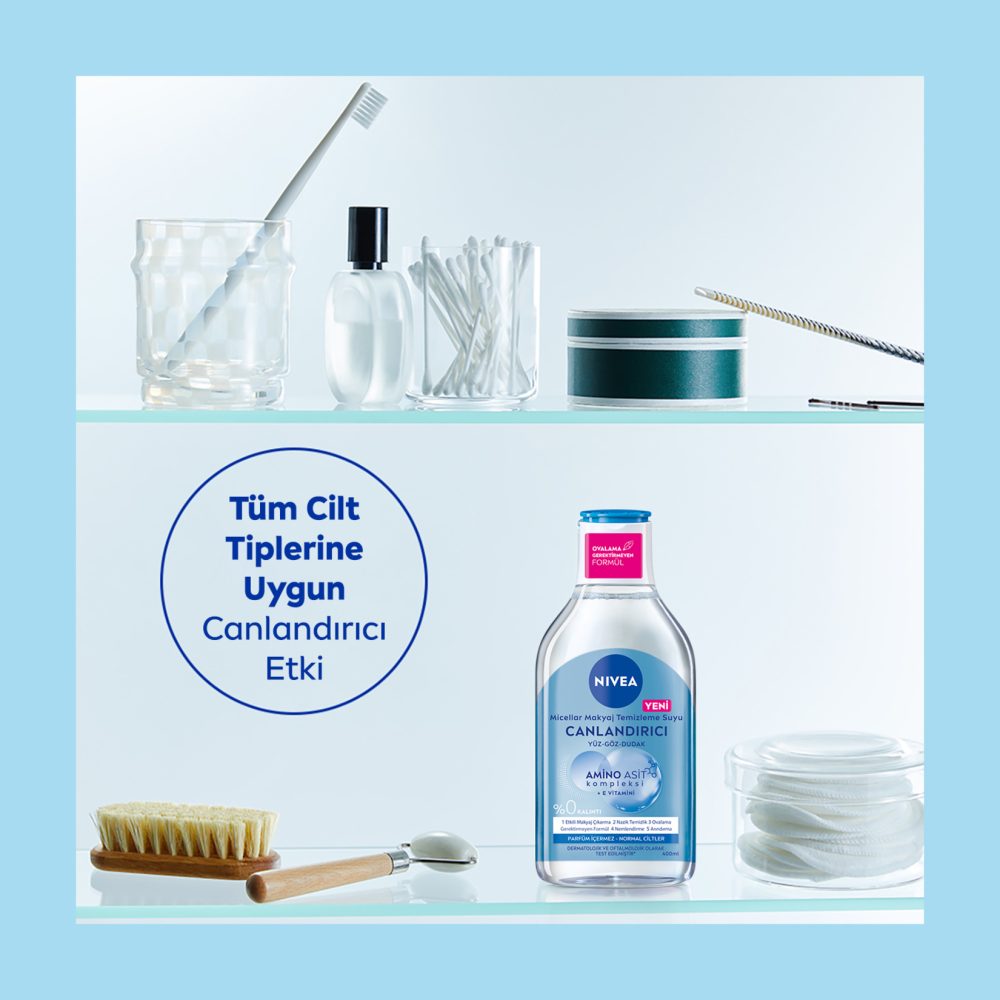 NIVEA Micellar Makyaj Temizleme Suyu Canlandırıcı Yüz,Göz ve Dudak için 400 ml