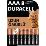 Duracell Alkalin AAA İnce Kalem Pil 1,5V (LR03 / MN2400) 8'li Paket