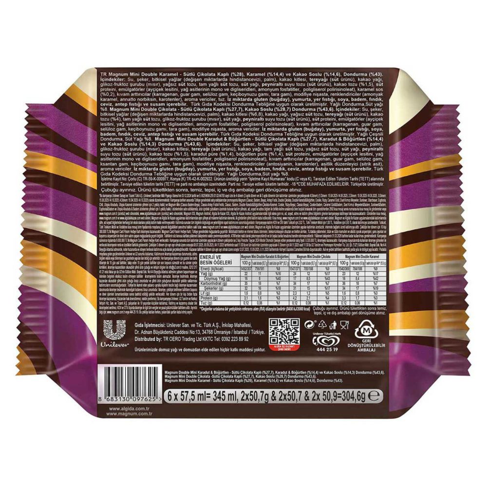 Magnum Mini Double Çikolata Karadut Böğürtlen Karamel 6 x 57.5 Ml