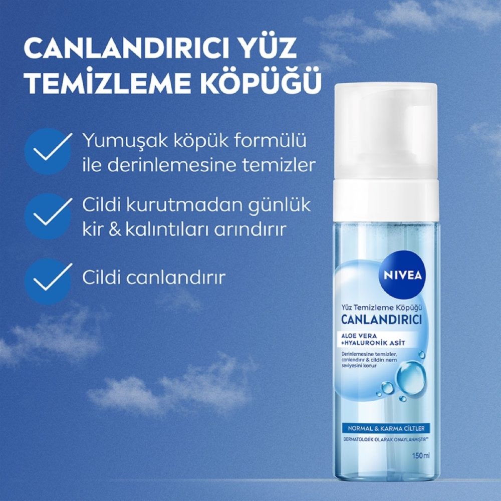 NIVEA Canlandırıcı Yüz Temizleme Köpüğü 150 Ml, Karma Normal Cilt