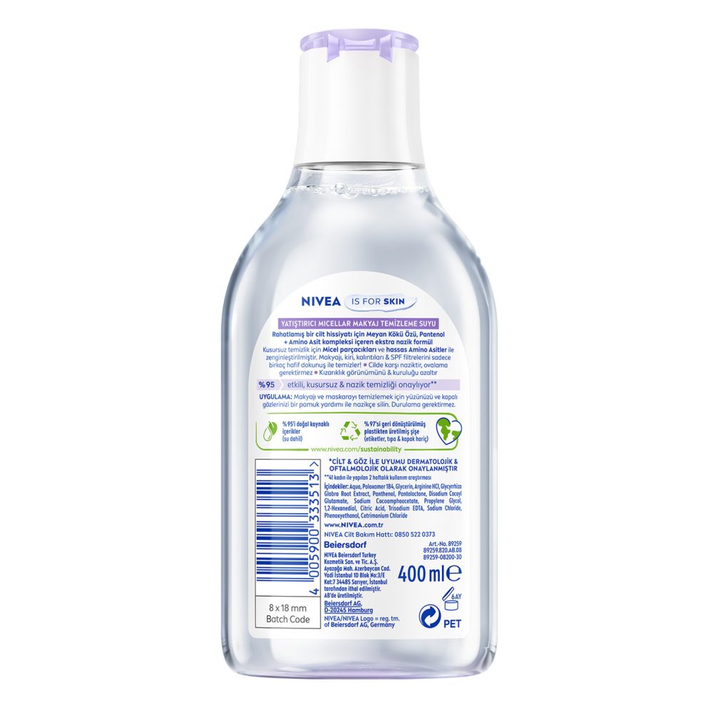 NIVEA Yatıştırıcı Micellar Makyaj Temizleme Suyu 400 Ml
