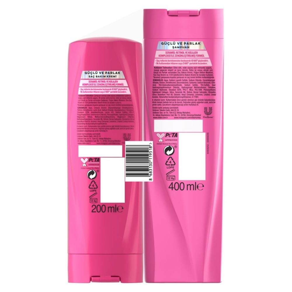 Elidor Güçlü Parlak Şampuan 400 Ml + Saç Kremi 200 Ml