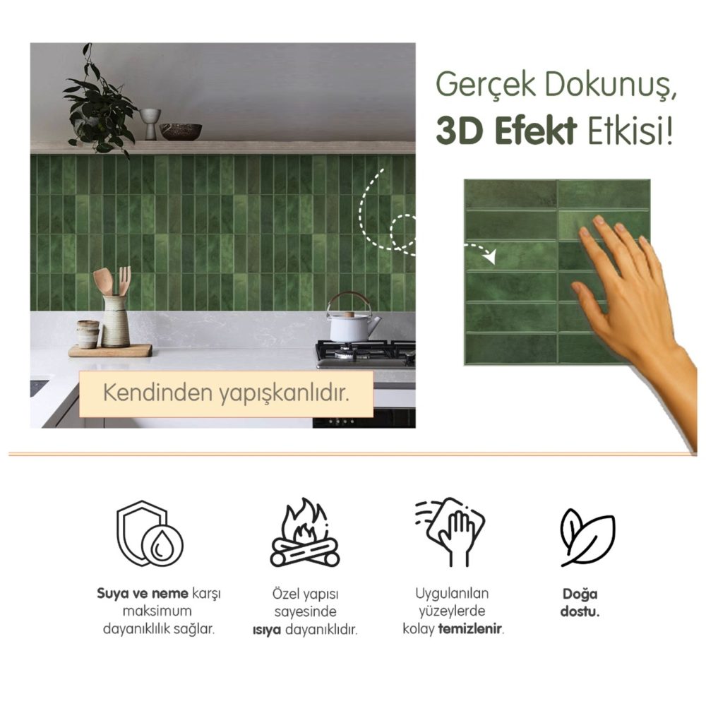 Stickez 3D Yapışkanlı Duvar Karosu 30.5x30.5 Cm 4'lü Paket
