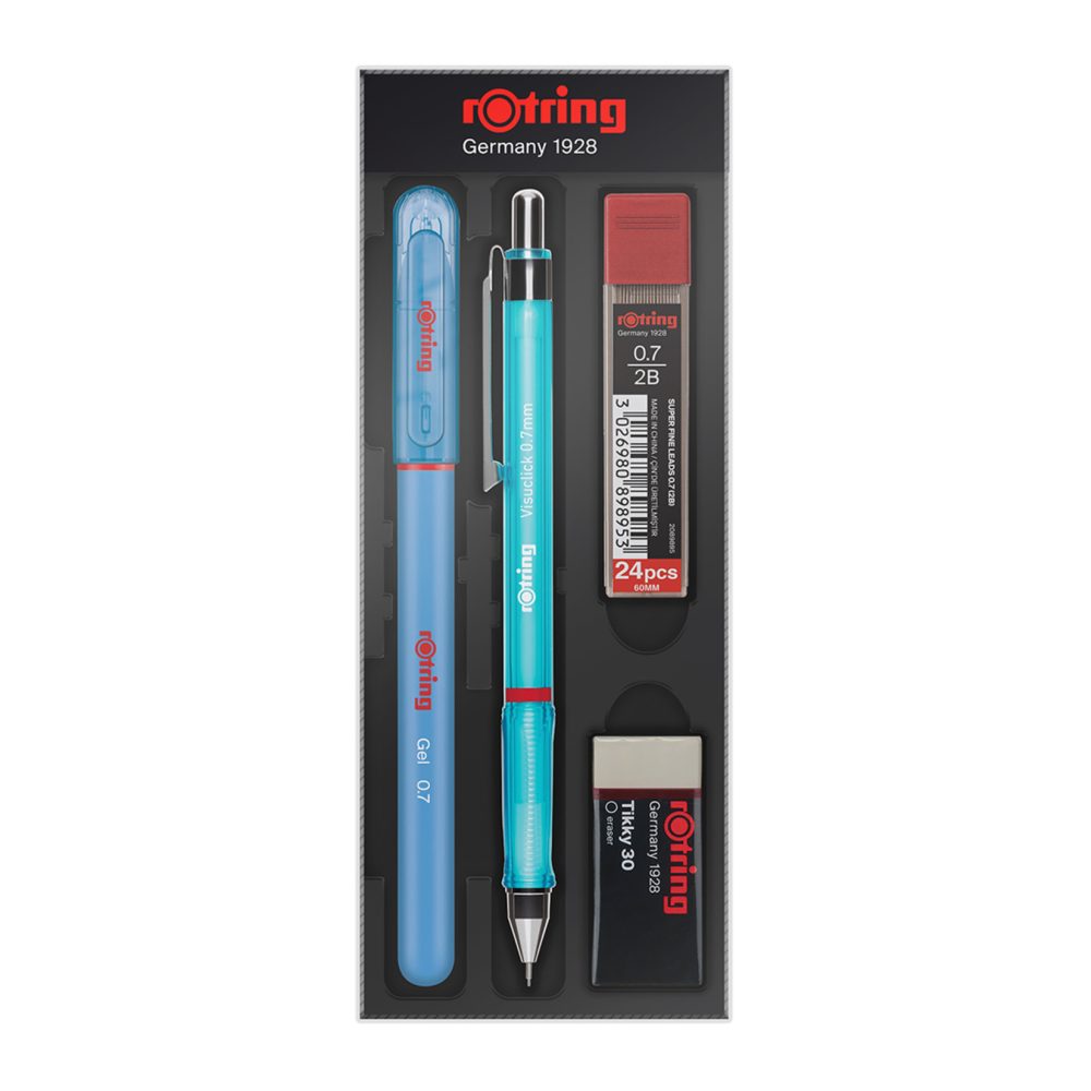 Rotring Visuclick Versatil, 0.7 Uçlu Kalem + 2B uç + Jel kalem + Hediye silgi, Mavi Renkli Kalem