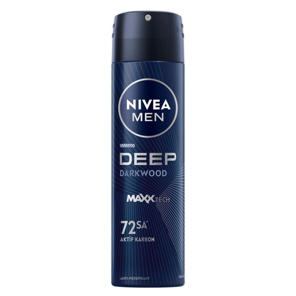 NIVEA MEN Erkek Sprey Deodorant Deep Darkwood Aktif Karbon 150 Ml