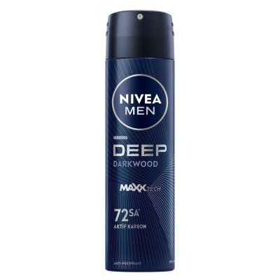 NIVEA MEN Erkek Sprey Deodorant Deep Darkwood Aktif Karbon 150 Ml