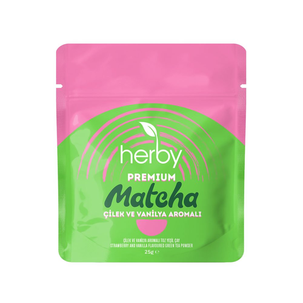 Herby Premium Matcha Çilek ve Vanilya Aromalı 25 G