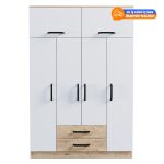 Evdemo Tema 6 Kapak 2 Çekmeceli Gardırop Çam Beyaz