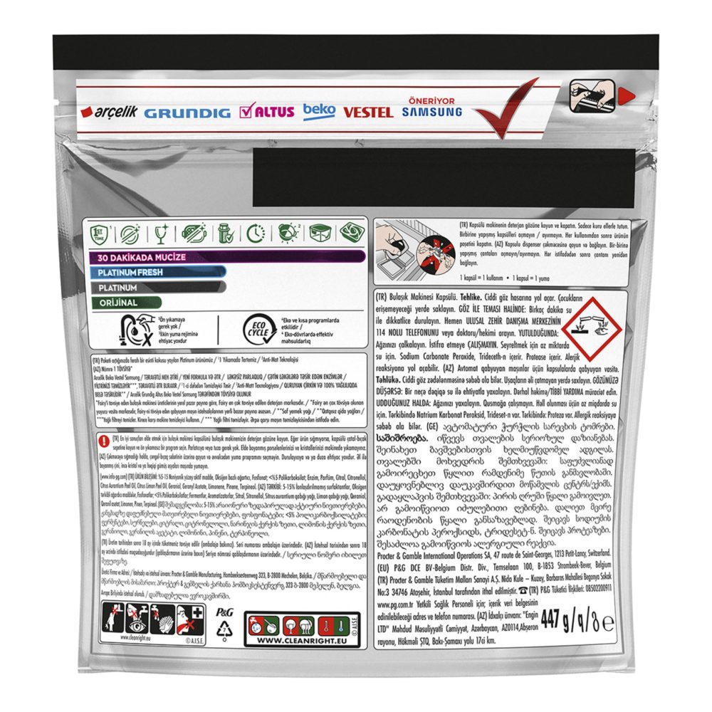 Fairy Platinum Fresh Tablet 30'lu 447 G