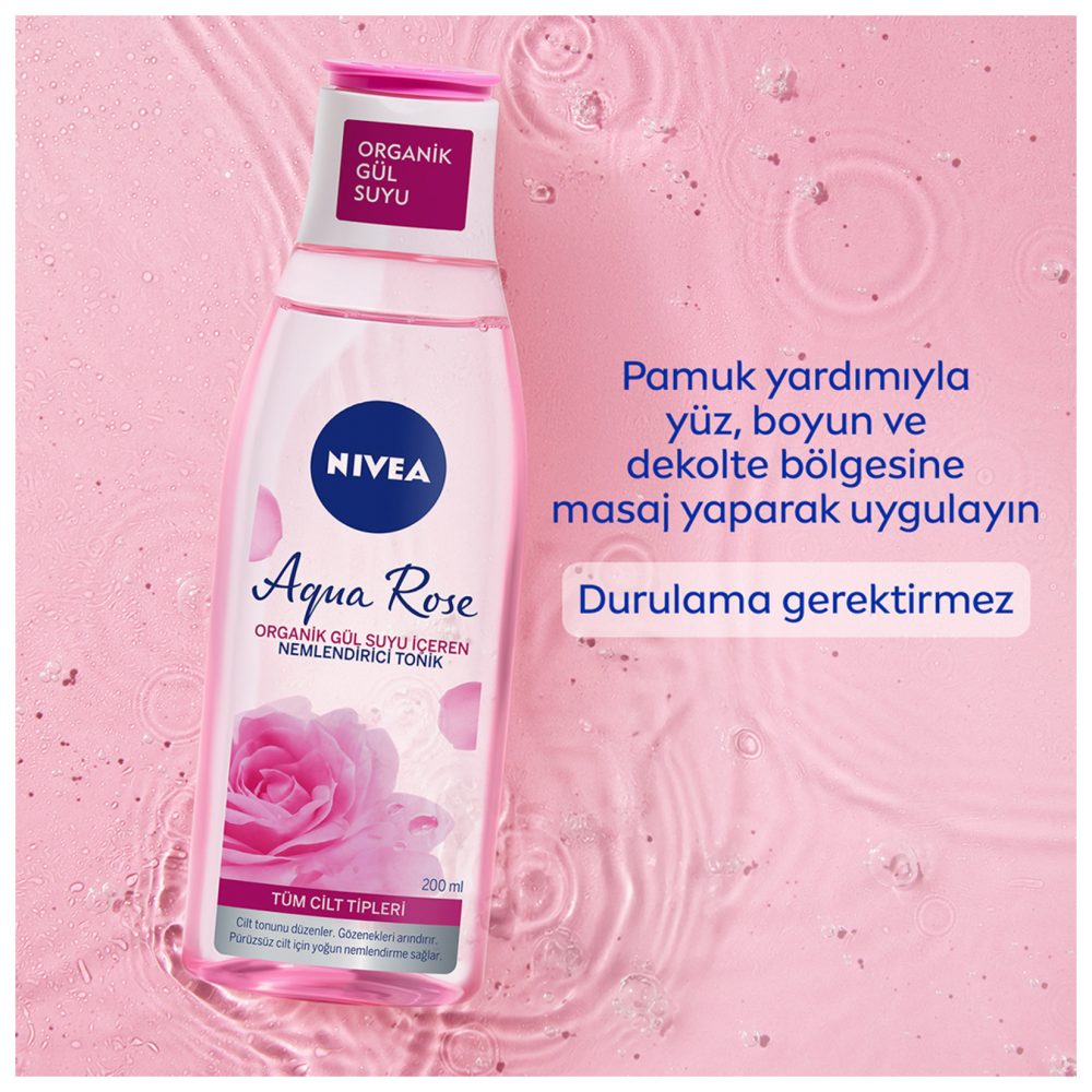 NIVEA Aqua Rose Organik Gül Suyu İçeren Nemlendirici Tonik 200 Ml
