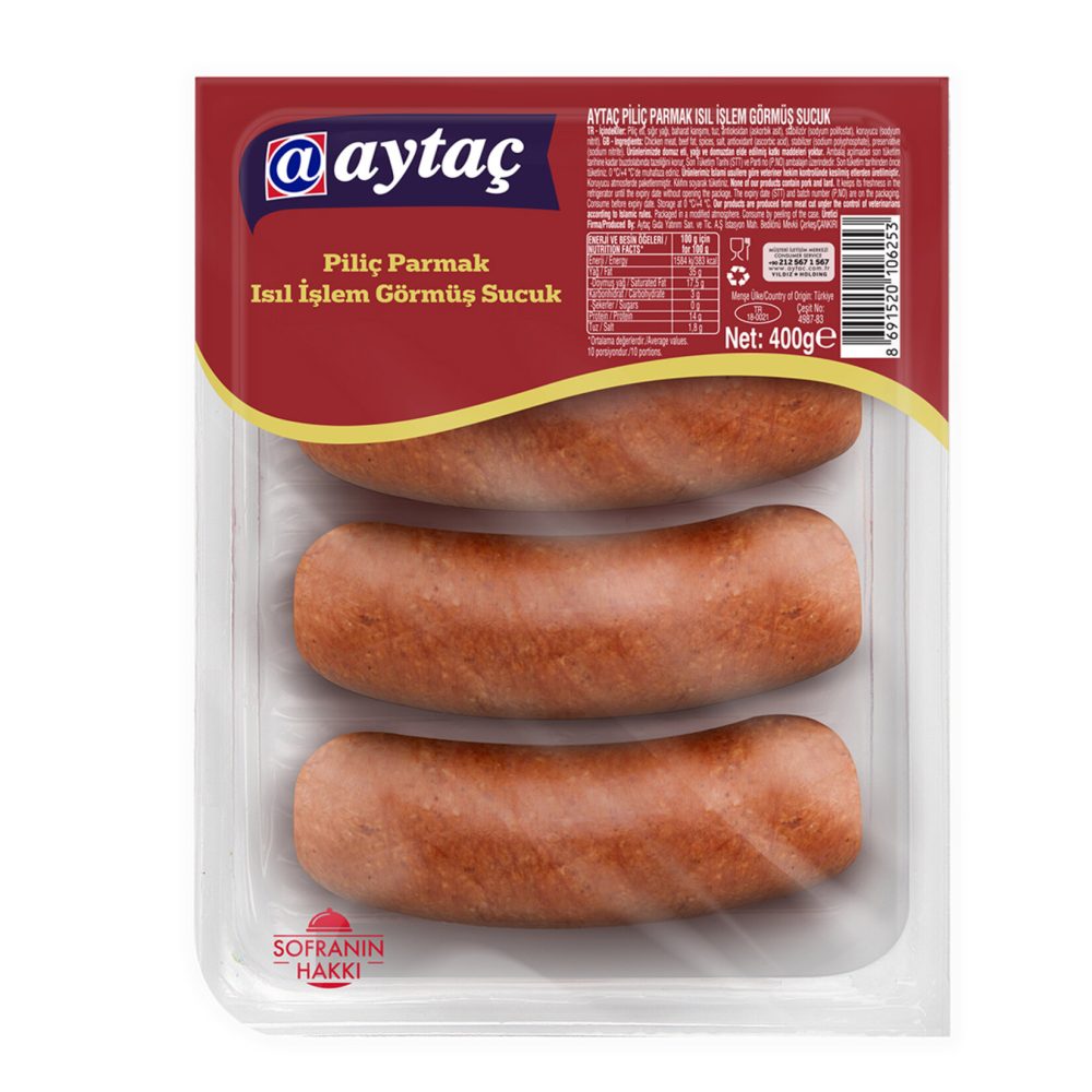 Aytaç Isıl İşlem Görmüş Piliç Parmak Sucuk 400 G